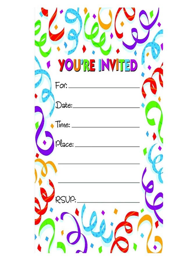 Askprints Birthday Metallic Card Invitations with Envelopes - Kids Birthday Party Invitations for Boys or Girls (25 Count) BIC-1017 (Colourfull) - Image 1